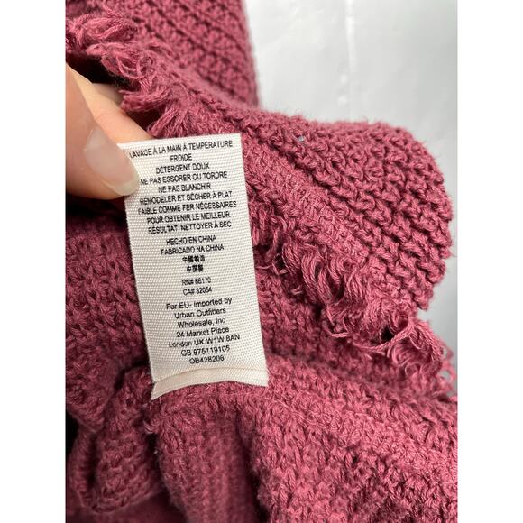Free People Moonshine Cold Shoulder Waffle Knit Sweater Size XS Pink Red Rose - Picture 5 of 10